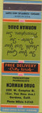 Matchbook Cover - Norman Drug Gardena CA