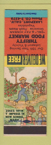 Matchbook Cover - Thrifty Food Market Grocery Lakeport CA Hillbilly
