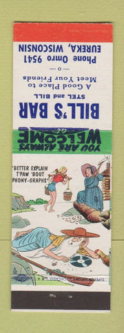 Matchbook Cover - Bill's Bar Eureka WI Hillbilly