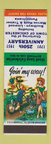 Matchbook Cover - Chichester PA Boothwyn Linwood Marcus Hook Trainer Hillbilly