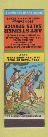 Matchbook Cover - Art Steiner Sales Matchbooks Fort Worth TX Hillbilly