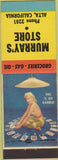 Matchbook Cover - Murray's Store Alta CA pinup gas