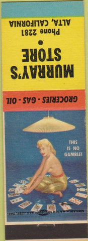Matchbook Cover - Murray's Store Alta CA pinup gas