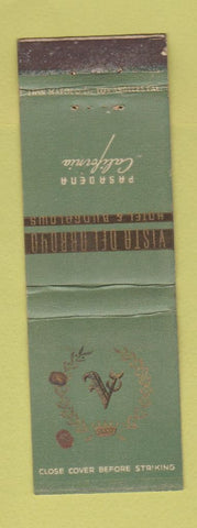 Matchbook Cover - Vista Del Arroyo Hotel Pasadena CA WORN