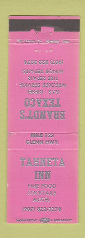 Matchbook Cover - Tahneta Inn Brandt's Texaco oil gas PINK WORN