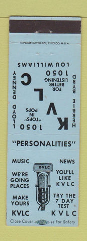 Matchbook Cover - KVLC Radio Little Rock AR 1050 BLUE