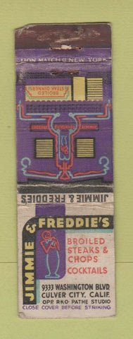Matchbook Cover - Jimmie & Freddie's Restaurant Culver City CA POOR