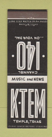 Matchbook Cover - KTEM Radio 140 Temple TX local manumark