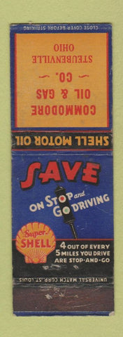 Matchbook Cover - Shell oil gas Commodore Steubenville OH