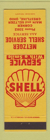 Matchbook Cover - Shell oil gas Metzger Crestline OH low phone #
