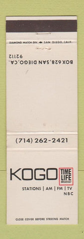 Matchbook Cover - KOGO AM FM TV Station San Diego CA WEAR