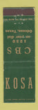 Matchbook Cover - KOSA Radio CBS Odessa TX 1230