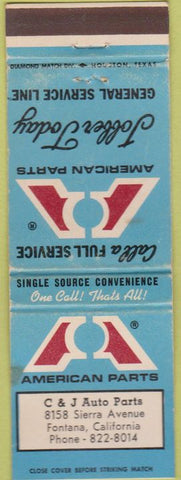 Matchbook Cover - American Parts Fontana CA WEAR