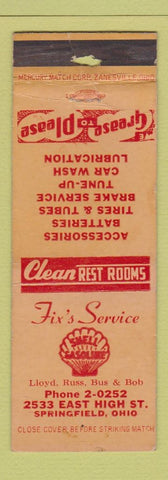 Matchbook Cover - Fix's Shell oil gas Springfield OH WORN