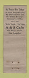 Matchbook Cover - A&S Cafe Los Angeles CA WORN