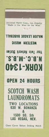 Matchbook Cover - KORK Radio NBC Scotch Sash Laundry MLB Baseball Las Vegas NV