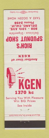 Matchbook Cover - KGEN Radio Rich's Spudnut Shop Delano CA