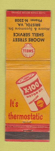 Matchbook Cover - Shell oil gas Moore Street Bristol VA WEAR
