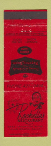 Matchbook Cover - Rochelle's Restaurant Long Beach CA WEAR