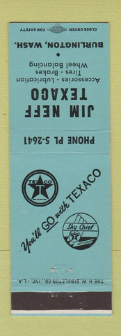 Matchbook Cover - Jim Neff Texaco oil gas Burlington WA Sky Chief