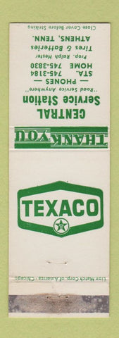 Matchbook Cover - Central Texaco oil gas Athens TX WEAR