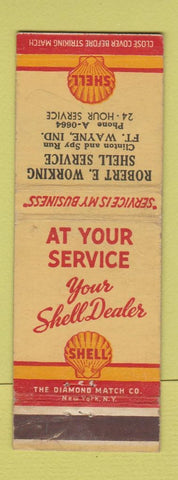 Matchbook Cover - Shell oil gas Robert Working Fort Wayne IN WEAR