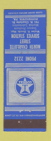 Matchbook Cover - Texaco oil gas North Charlotte Pottstown PA low phone #