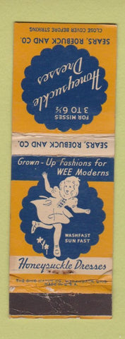 Matchbook Cover - Sears Roebuck Honeysuckle Dresses girls Clothes WORN
