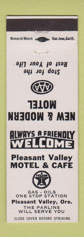Matchbook Cover - Pleasant Valley Motel Cafe Texaco oil gas Pleasant Valley OR