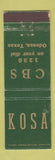 Matchbook Cover - KOSA Radio CBS Odessa TX 1230 WEAR