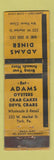 Matchbook Cover - Adams Diner York PA POOR