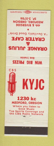 Matchbook Cover - KYJC Radio Medford OR Orange Julius Crater Cafe