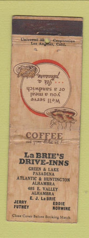 Matchbook Cover - LaBrie's G&L Drive Inn Pasadena CA WORN