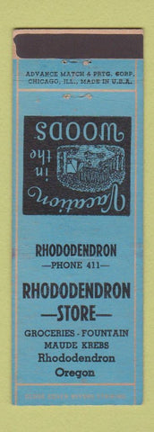 Matchbook Cover - Rhododendron Store Grocery OR ADVANCE Maude Krebs low phone #
