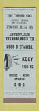 Matchbook Cover - KCKY Radio CBS El Continental Restaurant Casa Grande AZ