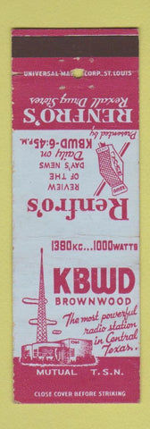 Matchbook Cover - KBWD Radio Brownwood Renfro's Drug TX