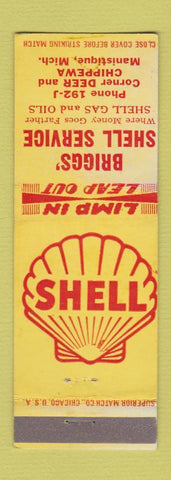 Matchbook Cover - Shell oil gas Briggs' Manistique MI WEAR