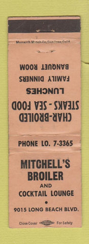 Matchbook Cover - Mitchell's Broiler South Gate  CA WORN