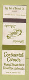 Matchbook Cover - Continental Corner Hamilton Bermuda