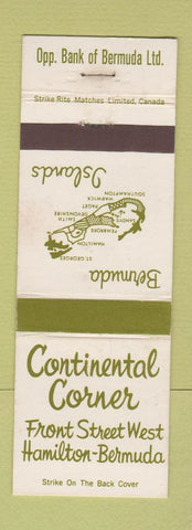 Matchbook Cover - Continental Corner Hamilton Bermuda