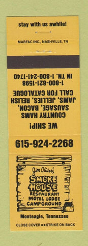 Matchbook Cover - Jim Oliver's Smoke Hosue Restaurant Motel Monteagle TN