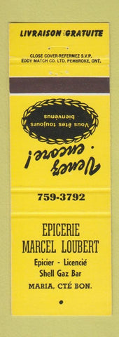 Matchbook Cover - Epicerie Marcel Loubert Maria Cte Bon QC