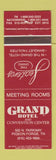 Matchbook Cover - Grand Hotel Pigeon Forge TN
