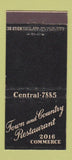 Matchbook Cover - Town and Country Restaurant Dallas TX 30 Stick