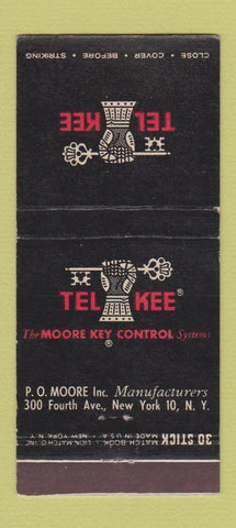 Matchbook Cover - Tel Key Moore Key Controls New York City 30 Stick