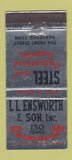 Matchbook Cover - LL Ensworth Son Steel Hartford CT 1951 WEAR 30 Stick