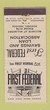 Matchbook Cover - First Federal Savings and Loan Kokomo IN 30 Stick