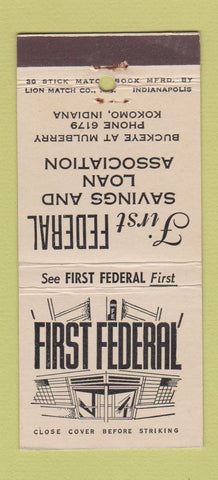 Matchbook Cover - First Federal Savings and Loan Kokomo IN 30 Stick