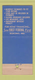 Matchbook Cover - First Federal Savings and Loan Kokomo IN 30 Stick