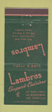 Matchbook Cover - Lambros Restaurant San Francisco CA 30 Stick